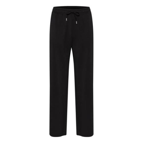 Zwarte Elastische Taille Broek Straight-Leg InWear , Black , Dames