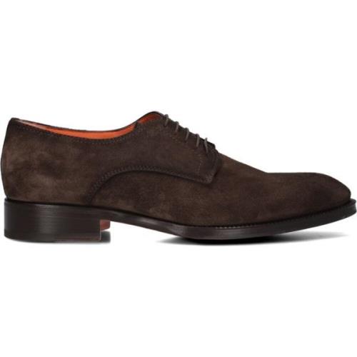 Bruine Suède Veterschoenen Carter 18353 Santoni , Brown , Heren