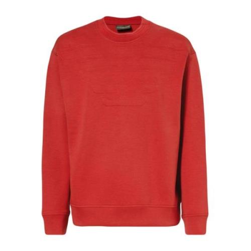 Rode Katoenen Sweatshirt met Adelaar Logo Emporio Armani , Red , Heren