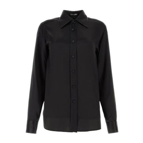 Zijden overhemd met parelmoer knopen Tom Ford , Black , Dames