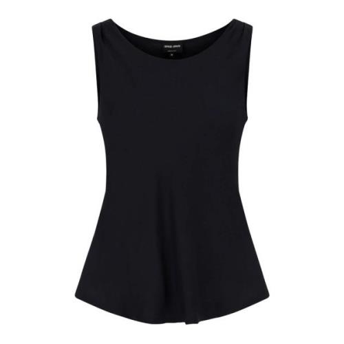 Zwarte Zijden Mouwloze Top Giorgio Armani , Black , Dames