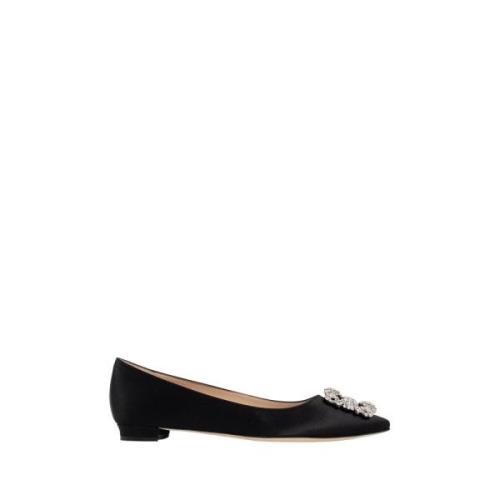 Kristallen Gesp Blokhak Schoenen Manolo Blahnik , Black , Dames