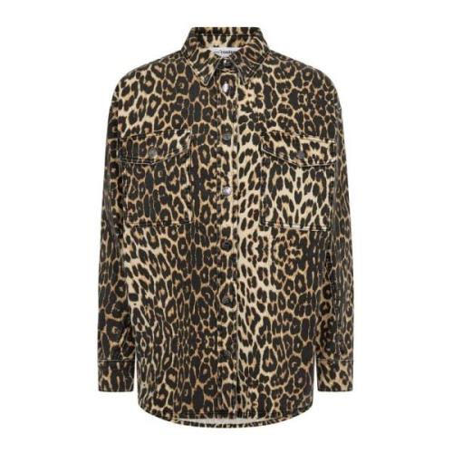 Leocc Denim Shirt Jas - Luipaardprint Co'Couture , Multicolor , Dames