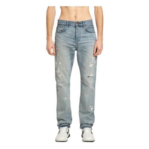 Indigo Geschilderde Straight Leg Jeans Amiri , Blue , Heren