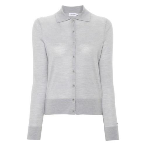 Merino Wool Button Cardigan Calvin Klein , Gray , Dames