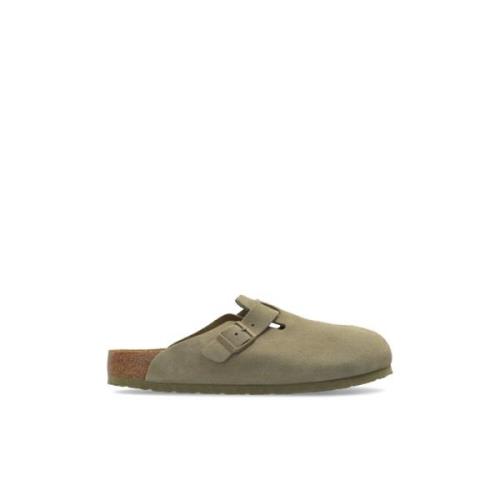 Suede Slippers Boston BS Birkenstock , Green , Heren