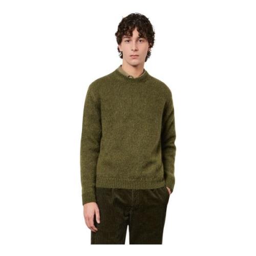 Mohair Zijde Crewneck Sweater Massimo Alba , Green , Heren