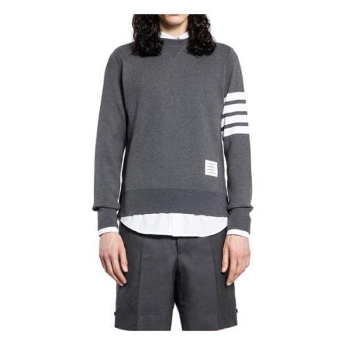 Waffle Crewneck Sweatshirt met 4-Bar Stripe Thom Browne , Gray , Heren