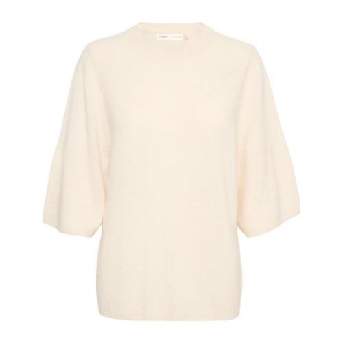 Oversize Tshirt Strik Whisper White Melange InWear , Beige , Dames