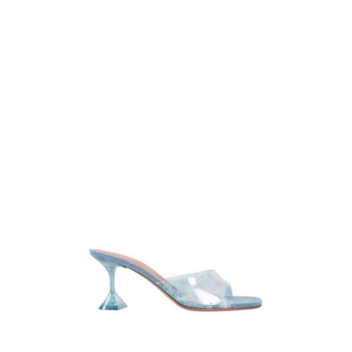 Denim Glass Slipper Pyramid Heel Amina Muaddi , Blue , Dames