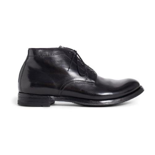 Handgemaakte Zwarte Leren Veterschoenen Officine Creative , Black , He...