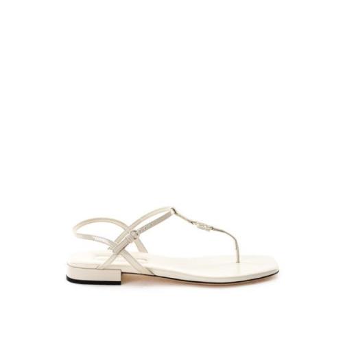 Ivory Patent Leather Sandals Miu Miu , White , Dames