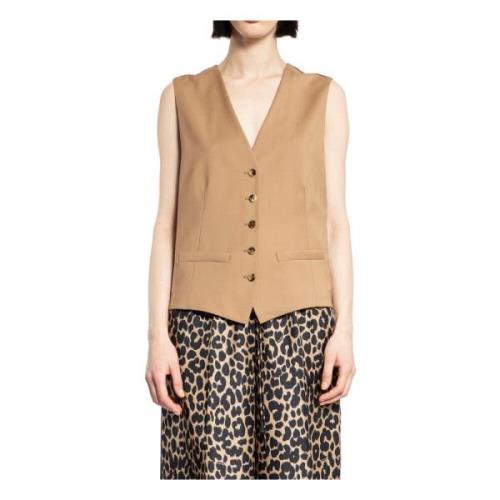 Beige V-Neck Sleeveless Gilet Max Mara , Beige , Dames