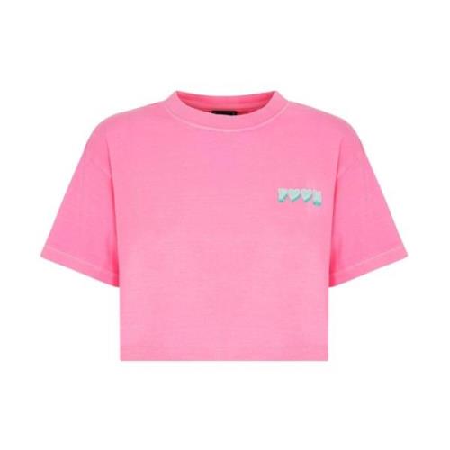 T-Shirt Crop MET Print F**k , Pink , Dames