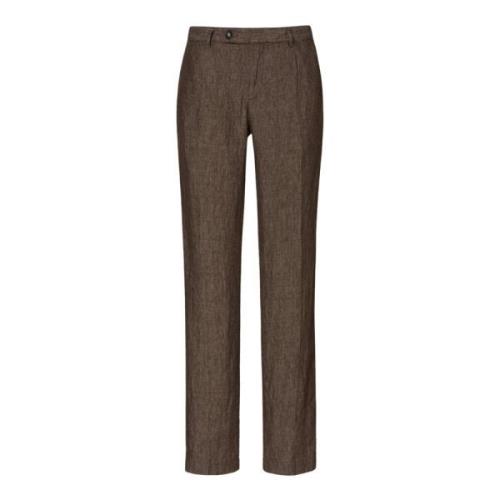 Linnen Plooi Broek Massimo Alba , Brown , Heren