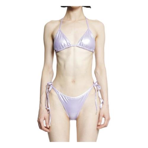 Lavendel Glossy Lycra Bikini Set The Attico , Purple , Dames
