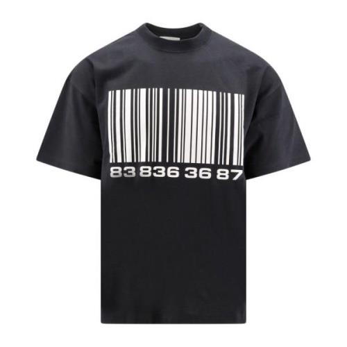 Katoenen T-shirt met barcodeprint Vtmnts , Black , Heren