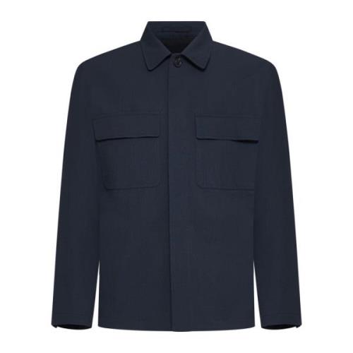 Blauwe Jas Shirt Lardini , Blue , Heren