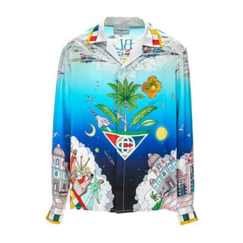 Zijden Shirt met Les Dimensions Print Casablanca , Multicolor , Heren