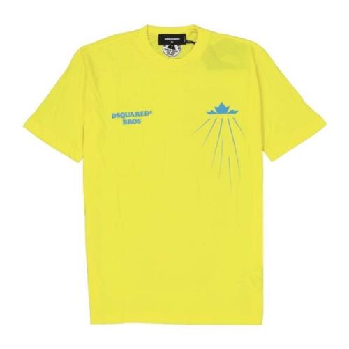 Gele Katoenen T-shirt Ss22 Dsquared2 , Yellow , Heren