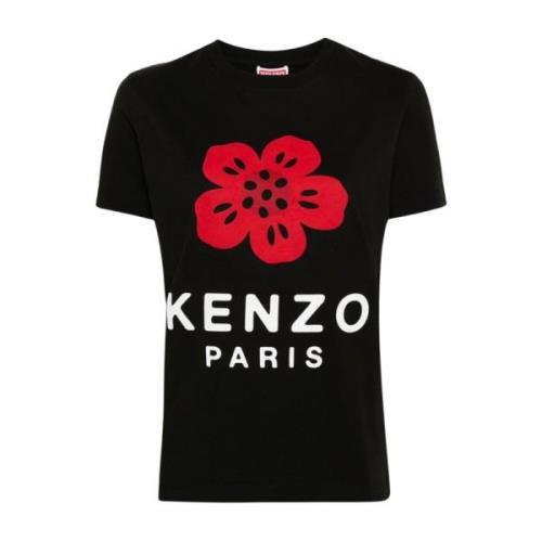 Zwarte Bloem Motief T-shirt Kenzo , Black , Dames