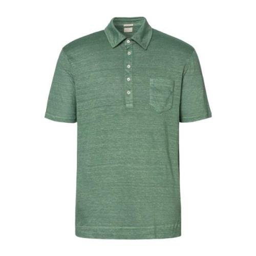 Gebreide Linnen Polo Shirt Massimo Alba , Green , Heren