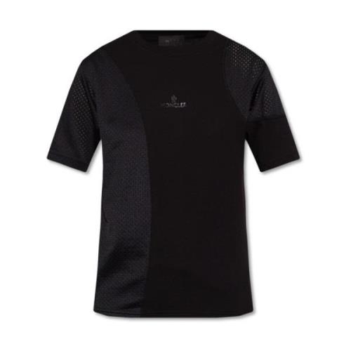 Mixed Media Logo T-Shirt Moncler , Black , Dames