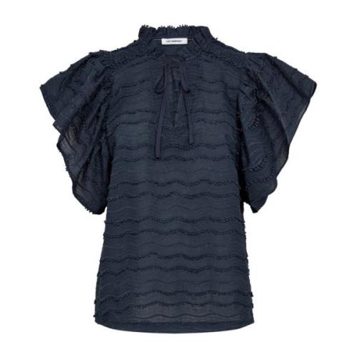 Feminine Frill Top Blouse Ink Co'Couture , Blue , Dames