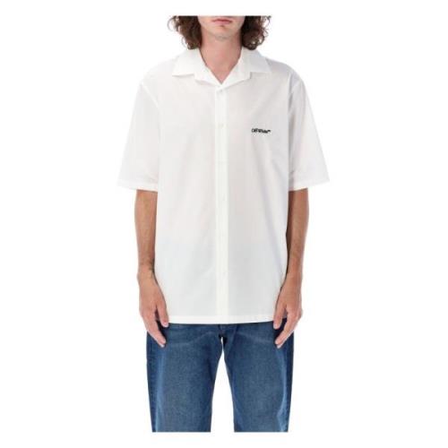 Gothic Arrow Bowling Shirt Wit Off White , White , Heren