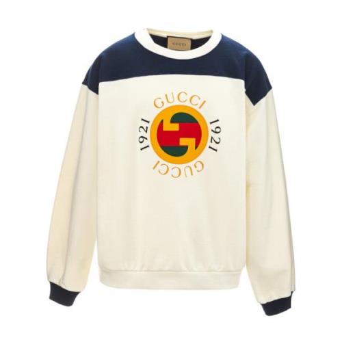 Katoenen Crewneck Interlocking Sweater Gucci , White , Heren