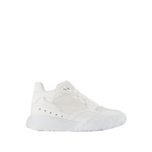 Witte Leren Court Sneakers Alexander McQueen , White , Heren