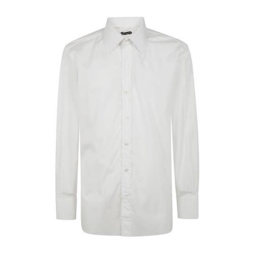 Klassieke Pasvorm Stretch Poplin Overhemd Tom Ford , White , Heren