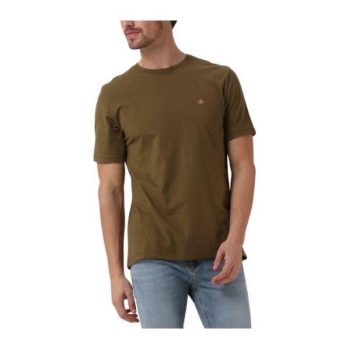 Groene Garment Dye Logo Crew T-shirt Scotch & Soda , Green , Heren