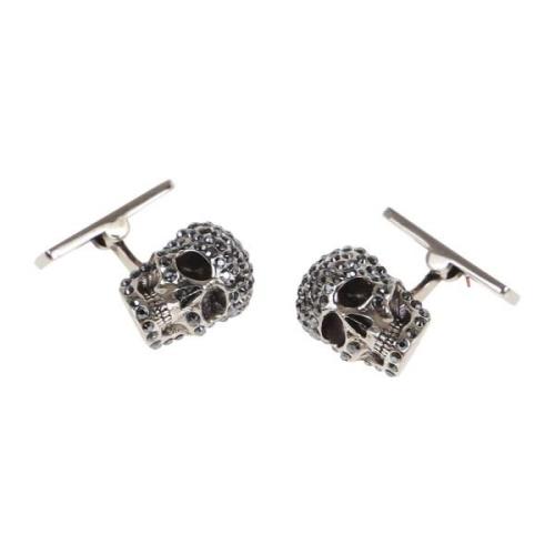 Zilveren Jet Hem Pave Skull Manchetknopen Alexander McQueen , Gray , H...