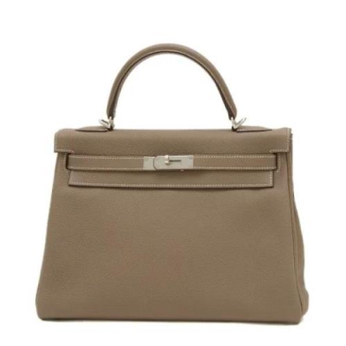 Pre-owned Leather handbags Hermès Vintage , Gray , Dames