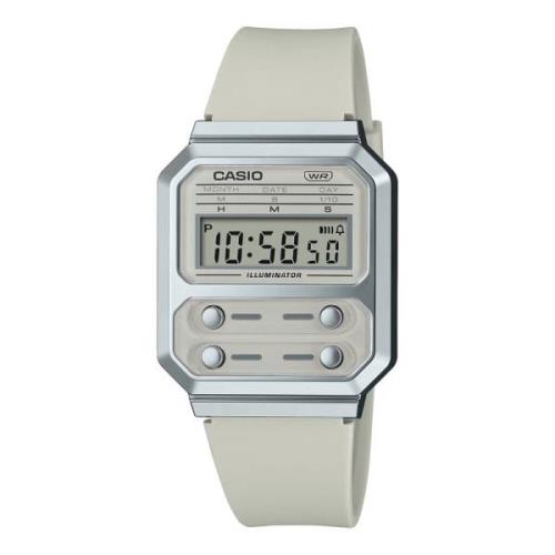 Digitaal Unisex Horloge met Logo Casio , White , Unisex