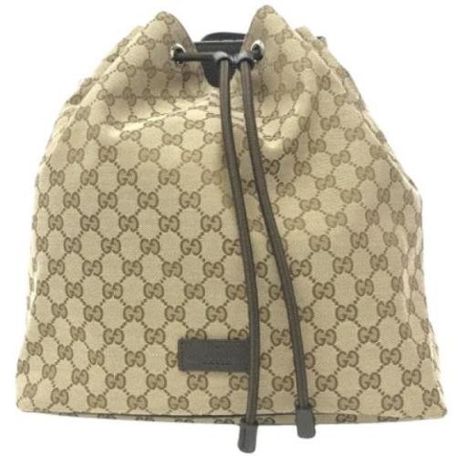 Pre-owned Canvas backpacks Gucci Vintage , Beige , Unisex