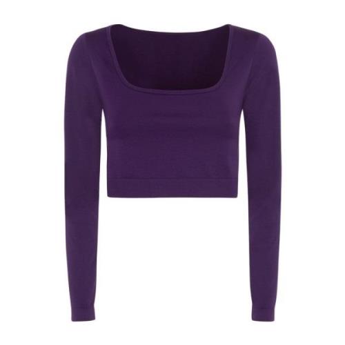 T-Shirt Crop Lange Mouwen Naadloos F**k , Purple , Dames
