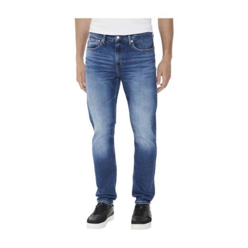 Navy Blauwe Iconische Jeans Calvin Klein , Blue , Heren