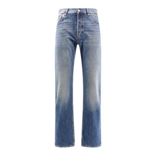 Blauwe Jeans met Metalen Knopen Alexander McQueen , Blue , Heren