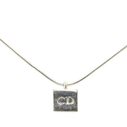 Pre-owned Metal necklaces Dior Vintage , Gray , Dames