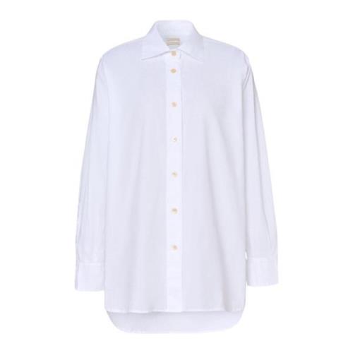 Oxford Cotton Oversized Shirt met Badge Massimo Alba , White , Dames