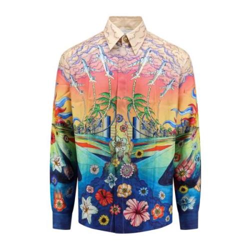 Zijden Shirt met L'Envol Print Casablanca , Multicolor , Heren