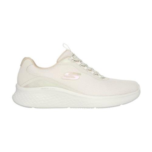 Sportieve en Elegante Sneaker met Comfort Skechers , Beige , Dames