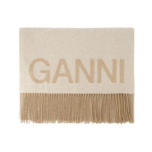 Winter Scarves Ganni , Beige , Dames