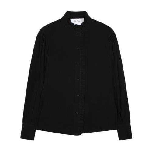 Gerimpelde Koreaanse Kraag Shirt Silvian Heach , Black , Dames