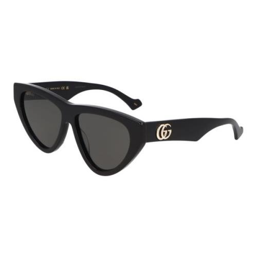 Onregelmatig Metalen Frame Zonnebril Gucci , Black , Dames