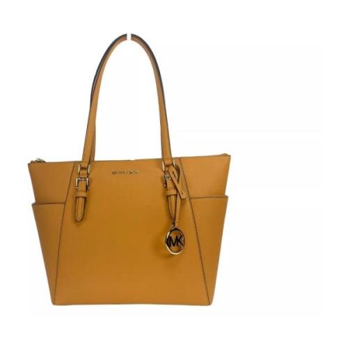 Charlotte Cider Leren Tote Tas Michael Kors , Yellow , Dames