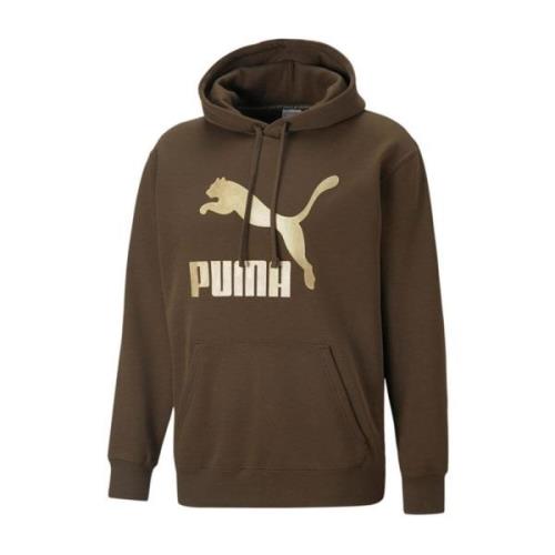 Hoodie met Metallic Logo Puma , Green , Heren