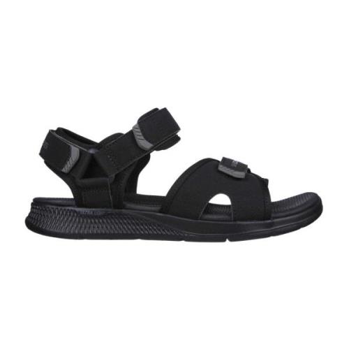 Comfortabele Velcro Sandalen met Goga Mat Skechers , Black , Heren